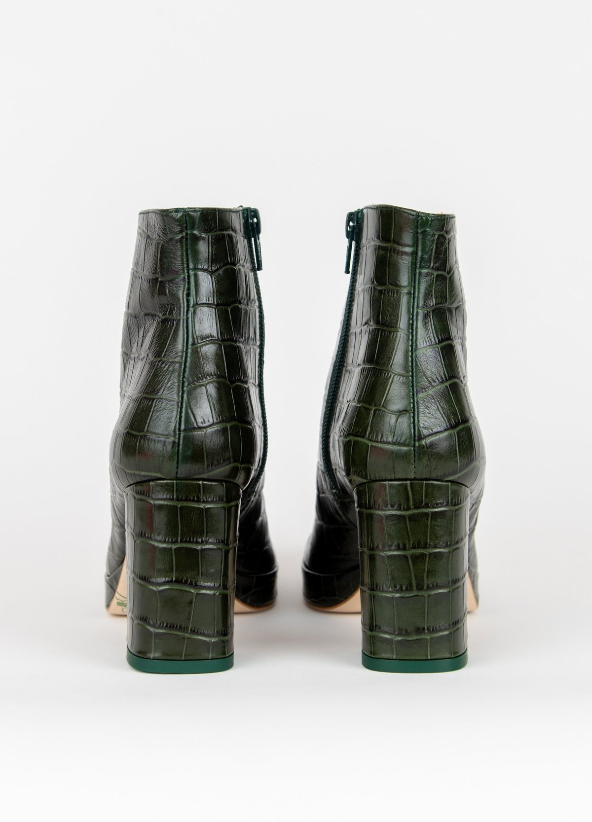 Miista Edith Crocodile Ankle Boots - Dark Green | Garmentory display picture 2