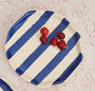 Casa Amarosa S/2 Ceramic Plate - Blue Stripe - Thumbnail 12