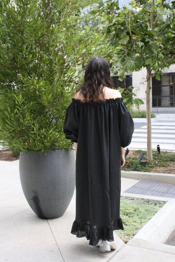 Sleeper Linen Lounge Dress - Black | Garmentory