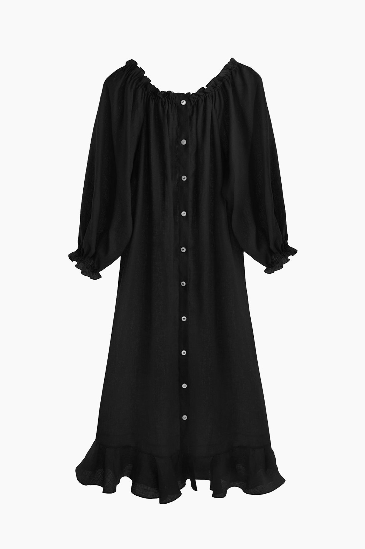 Sleeper Linen Lounge Dress - Black on Garmentory