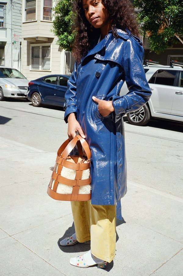 Rachel Antonoff Jane Trench Coat - Navy Vinyl | Garmentory