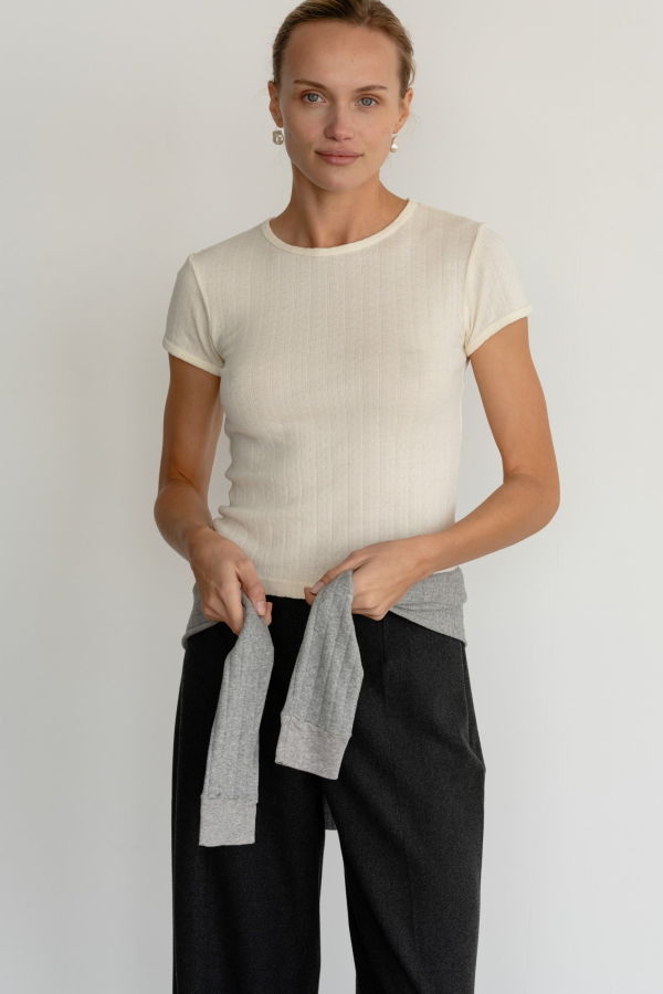 Donni. Pointelle Baby Tee