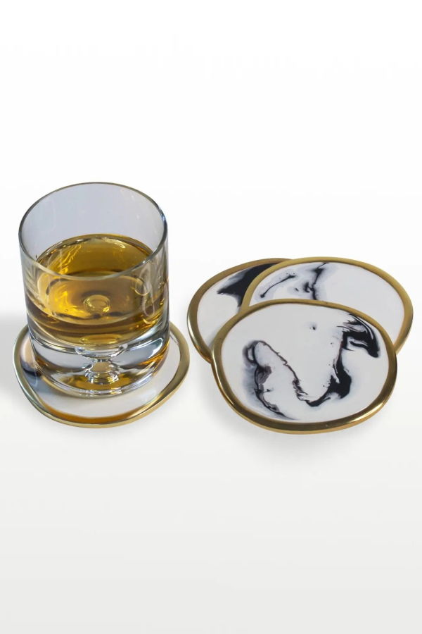 Lunares Bianco Nero Coaster Set/4