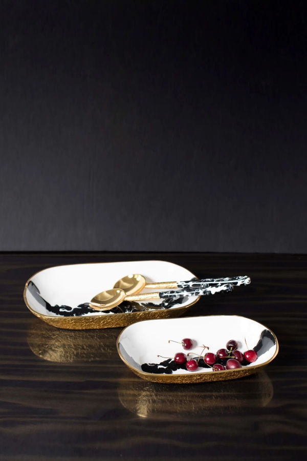 Lunares Bianco Nero Rectangle Bowls
