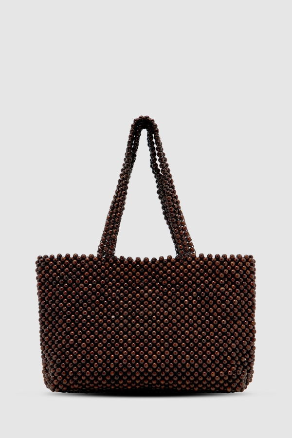BRIE LEON Wooden Bead Madera Tote Bag