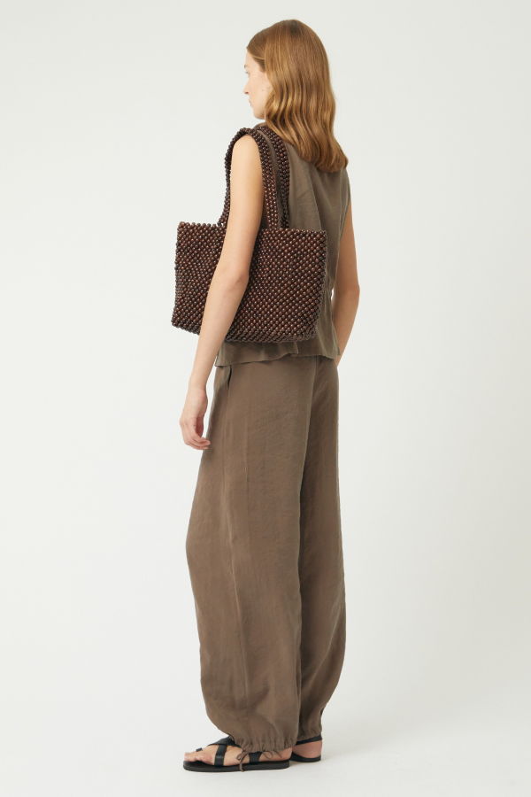 BRIE LEON Wooden Bead Madera Tote Bag