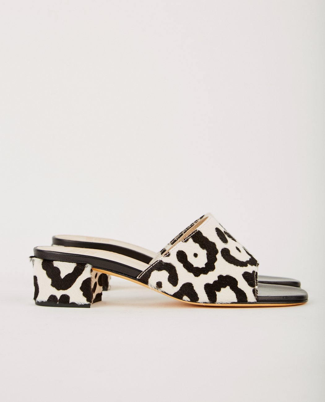 Maryam Nassir Zadeh PONY HAIR SLIDE HEEL - DALMATIAN | Garmentory