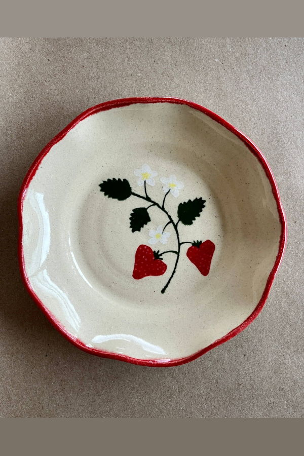 Ninth House Goods Strawberry Flowers Appetizer/Side Plate