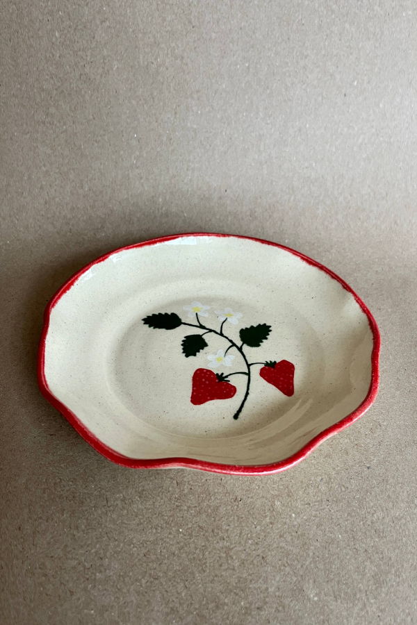 Ninth House Goods Strawberry Flowers Appetizer/Side Plate