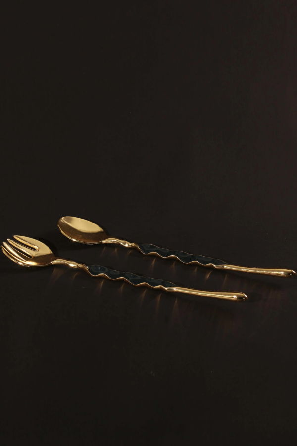 Lunares Ruffled Salad Server - Gold