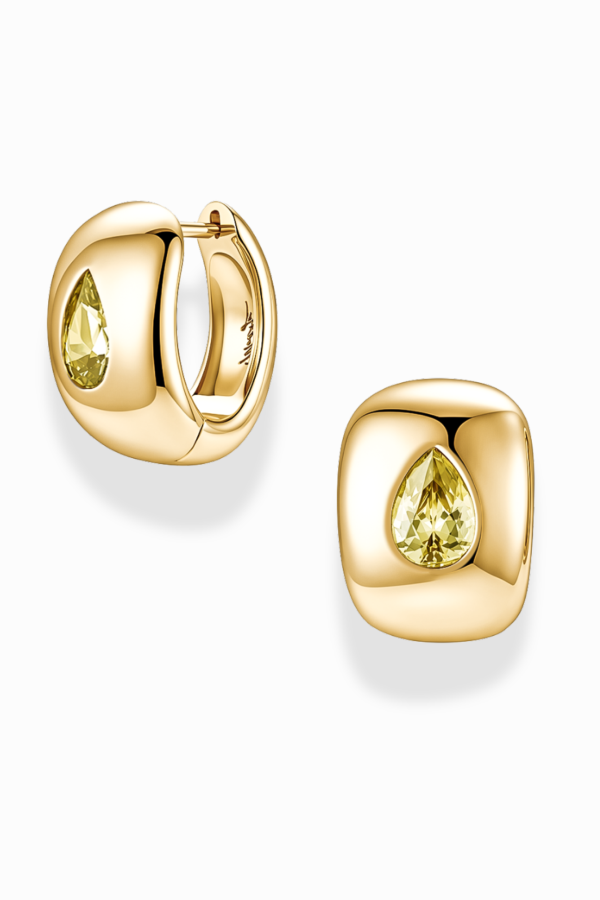 Mod + Jo Gold Penn Olive Gemstone Hoops