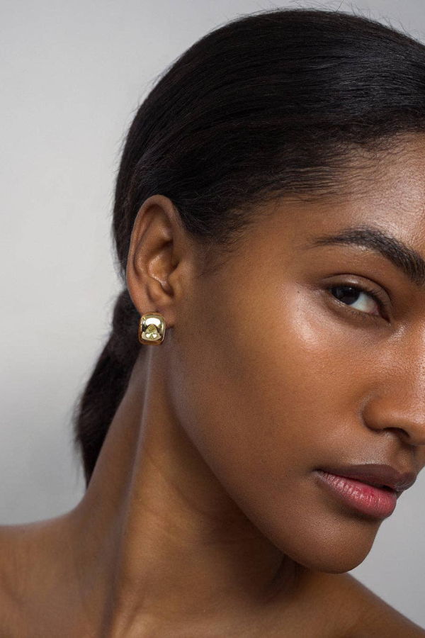 Mod + Jo Gold Penn Olive Gemstone Hoops