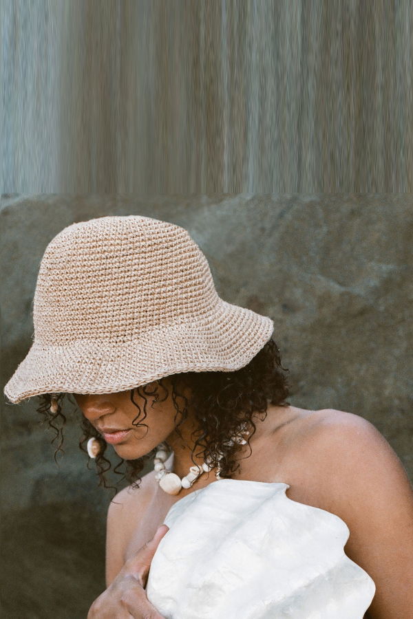 Minga Natural Crochet Agave Bucket Hat