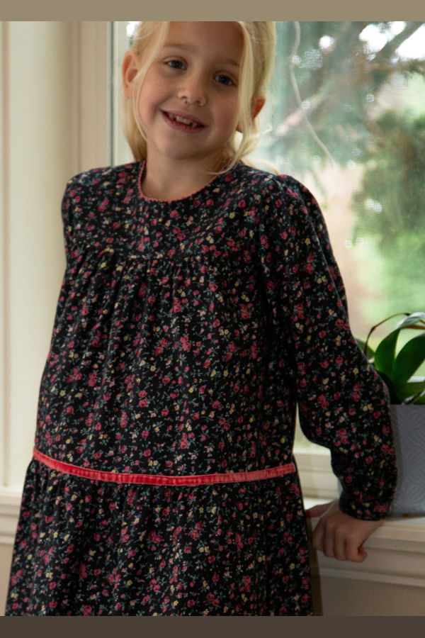 KIDS Beet World Piper Tiered Dress With Velvet Trim Dress