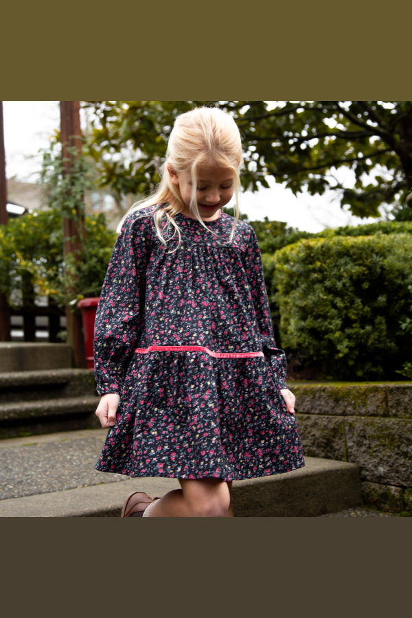 KIDS Beet World Piper Tiered Dress With Velvet Trim Dress