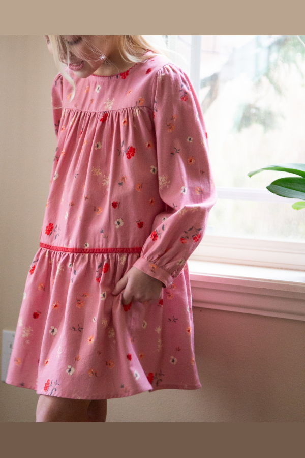 KIDS Beet World Piper Tiered Dress With Velvet Trim