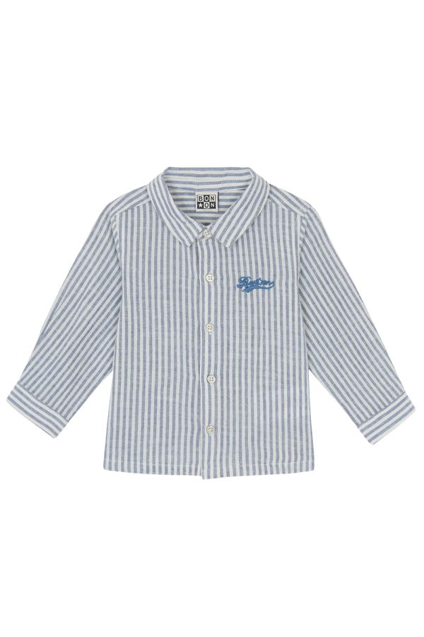 KIDS Bonton Baby Nathan Summer 81 Striped Shirt - Blue