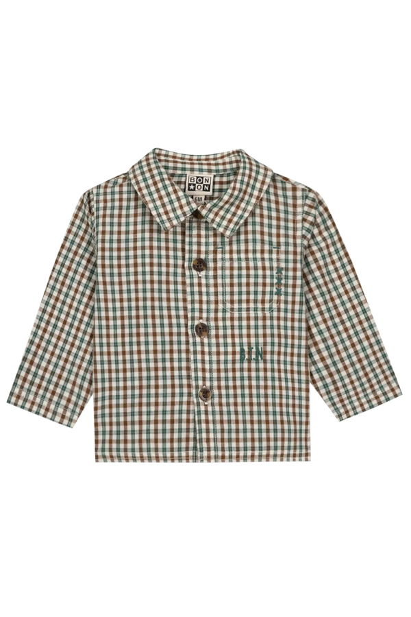 KIDS Bonton Paf Mini Check Shirt - Green