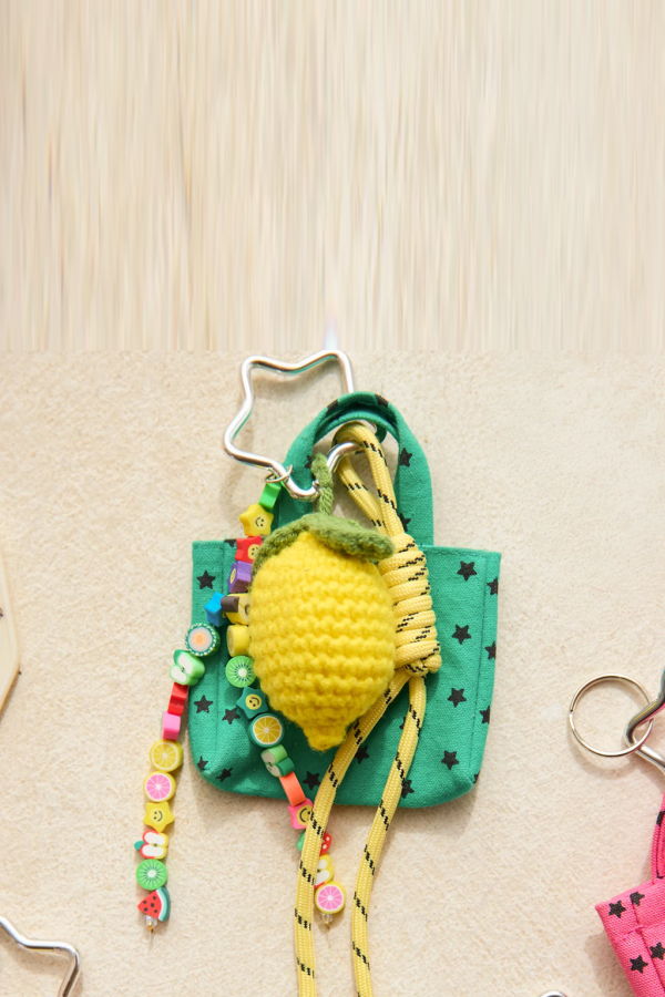 KIDS Bonton Grigri Tote Bag Key Ring Lemon Green