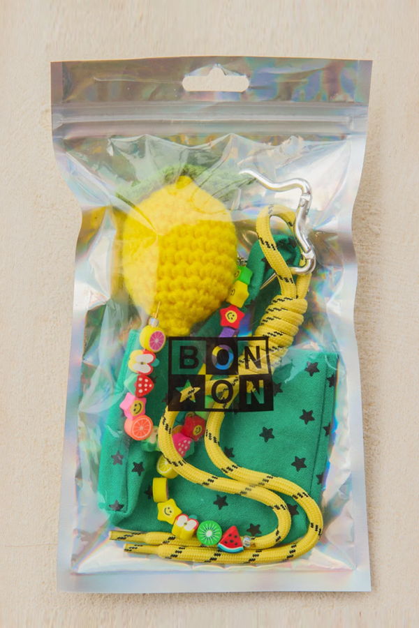 KIDS Bonton Grigri Tote Bag Key Ring Lemon Green