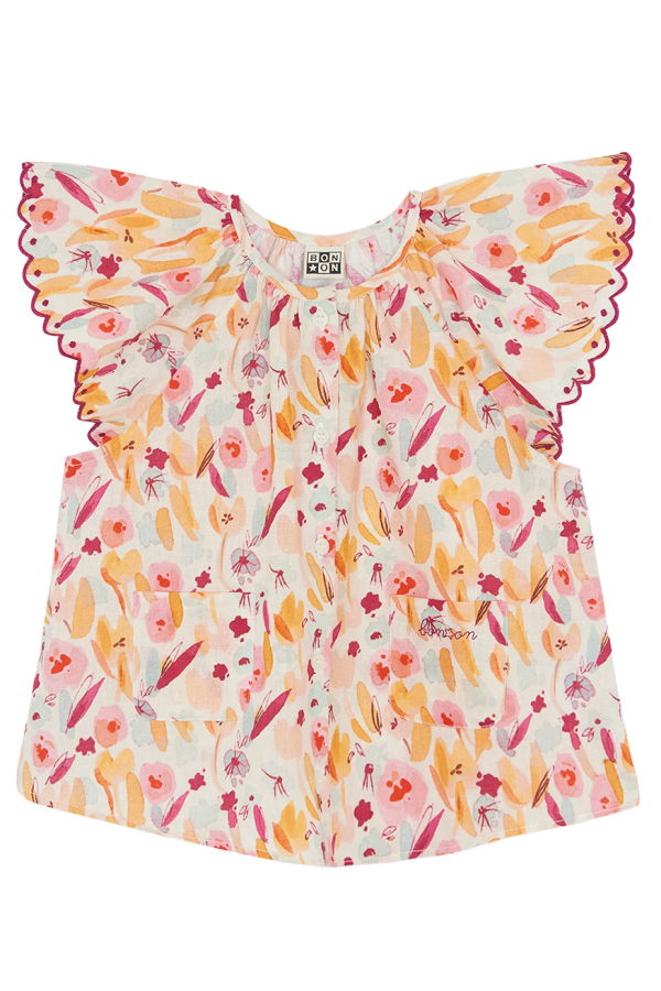 KIDS Bonton Child Nuage Josephine Floral Print Blouse