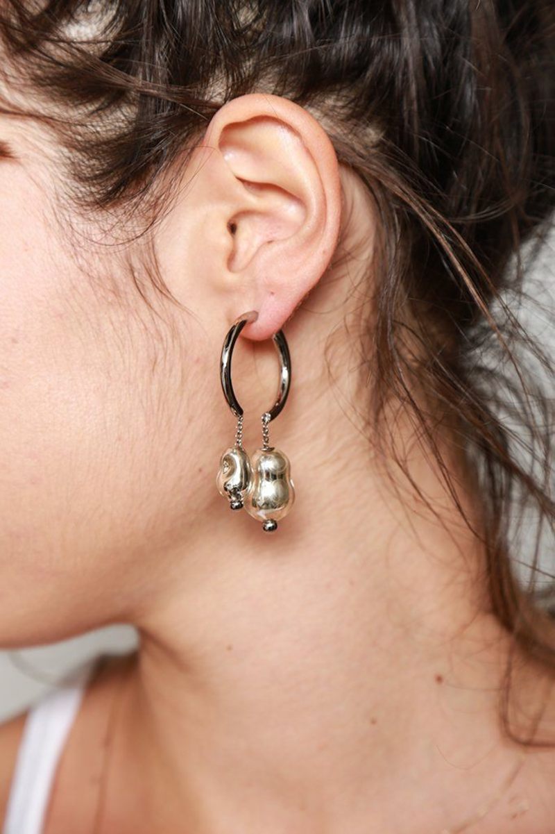 Lemaire Pearl Creol Earrings - Silver | Garmentory