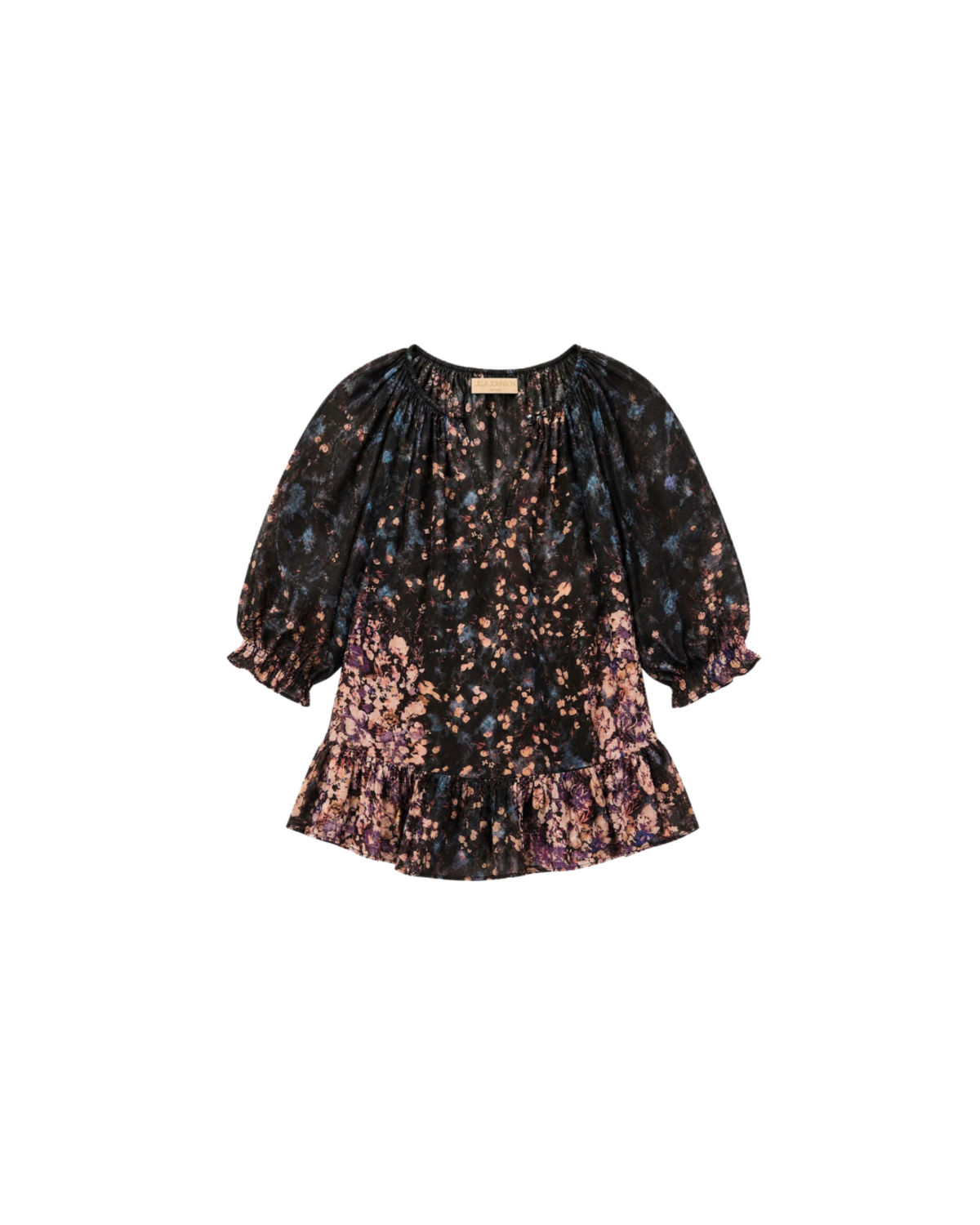 Ulla Johnson Elise Short Sleeve Silk Blouse - Eclipse - Image 1 of 5