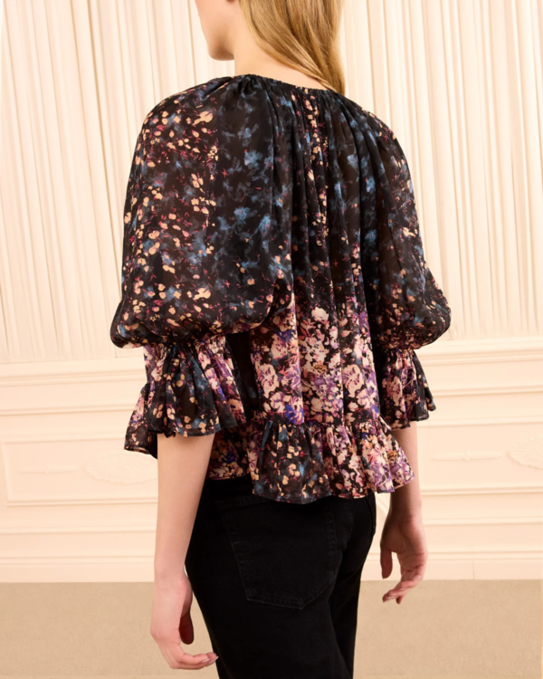 Ulla Johnson Elise Short Sleeve Silk Blouse - Eclipse