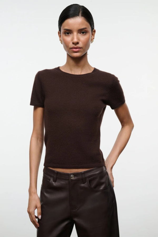 Staud Easy Cashmere Tee - Dark Chocolate
