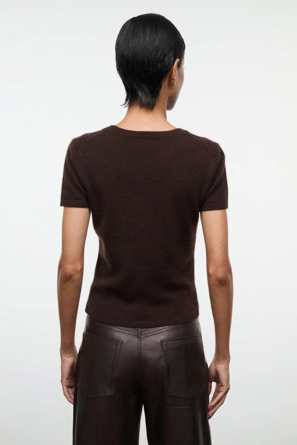 Staud Easy Cashmere Tee - Dark Chocolate