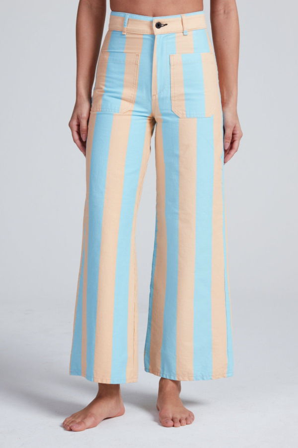 ASKK NY Cropped Sailor Palm Stripe Denim
