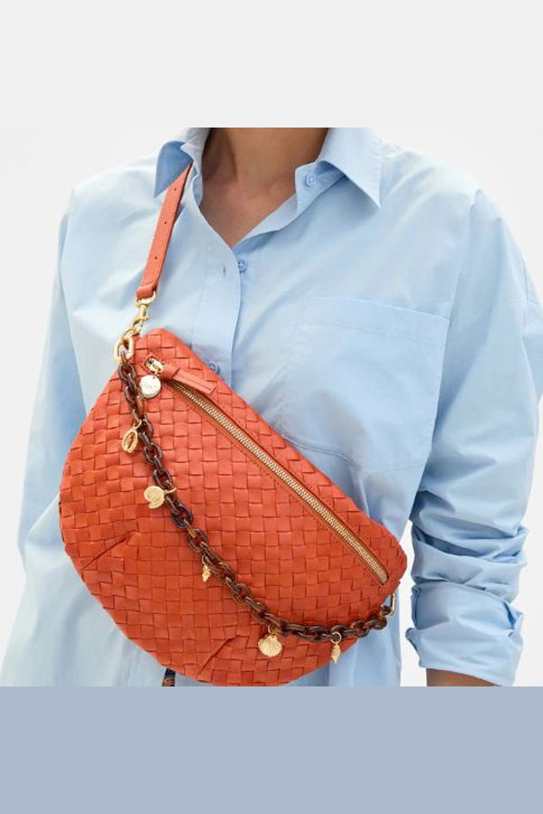 Clare V. Grande Fanny Medium Woven Diagonal Handbag