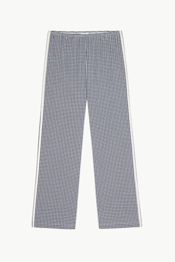 Donni. The Cotton Gingham Stripe Crop Pant - Jet