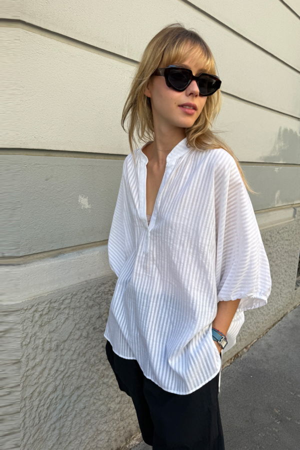 Two Khadi Dolman Top - White