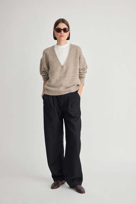 Auralee Hard Twist Merino Aran Knit Big Pullover - Ivory | Garmentory