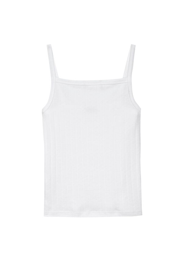 Donni. The Pointelle Square Neck Tank - Powder