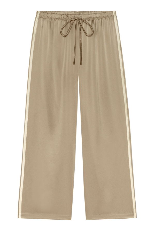 Donni. The Silk Stripe Crop Pant - Shitake/Creme