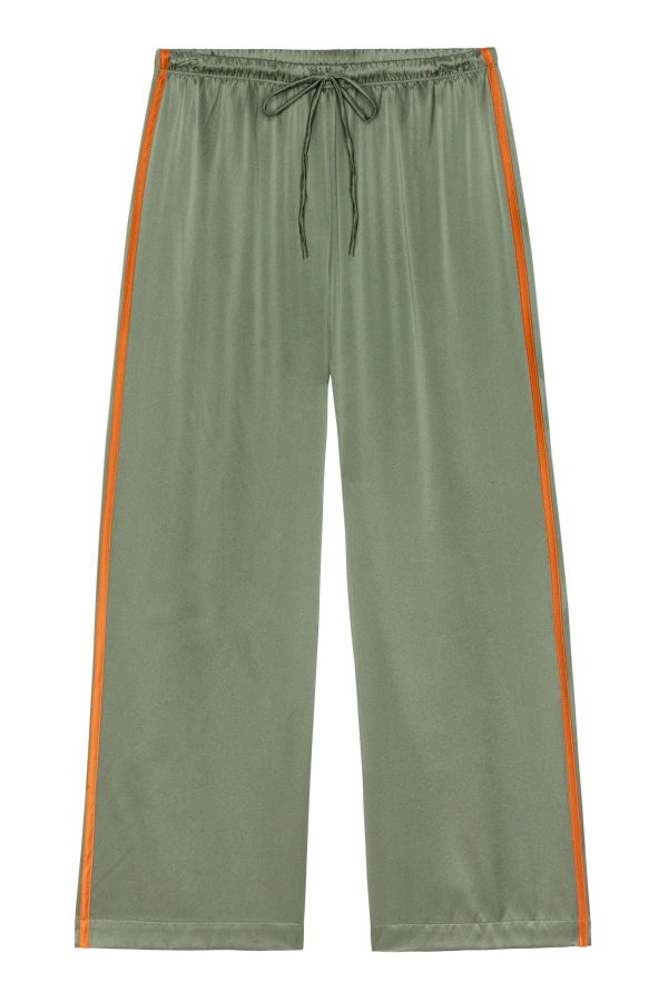 Donni. The Silk Stripe Crop Pant - Dill/Apricot