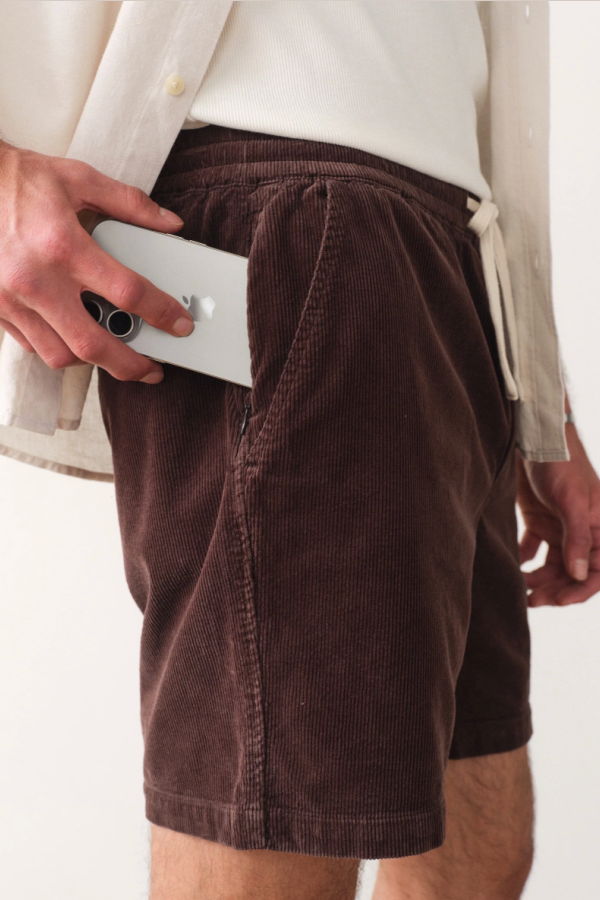 Marine Layer Saturday Corduroy Shorts - Dark Brown