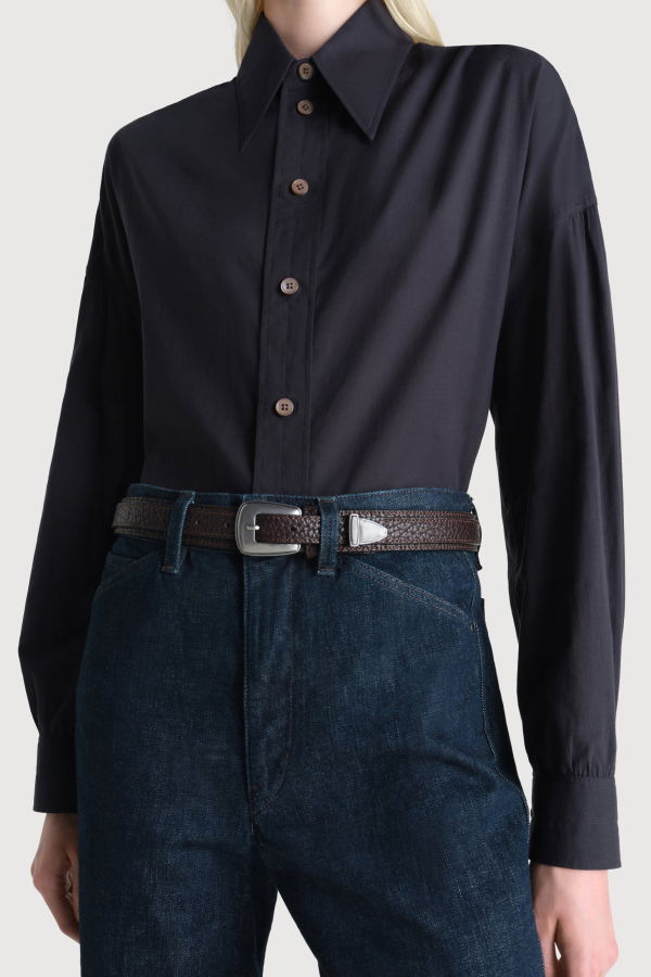 Lemaire Minimal Western Belt - Dark Brown