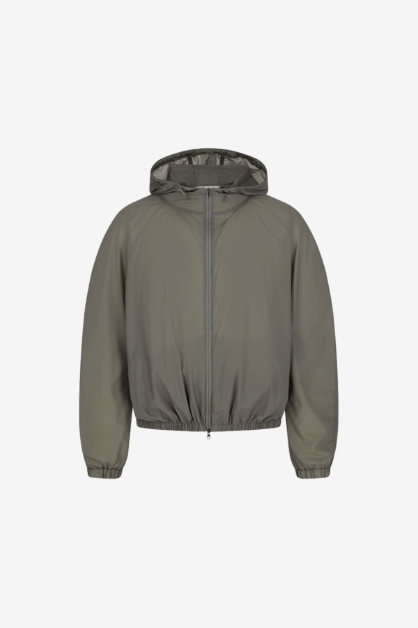 AMOMENTO Nylon Raglan Hooded Jumper - Khaki