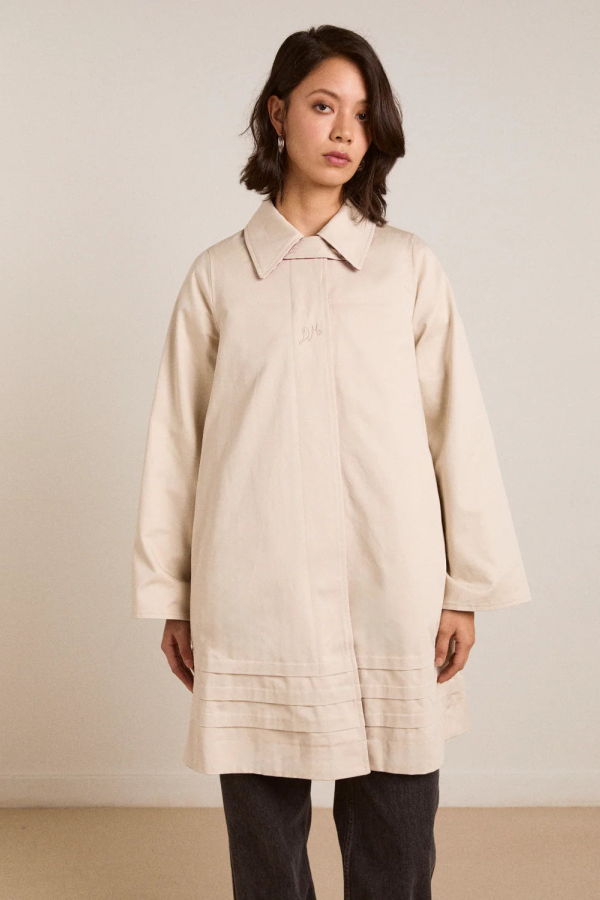 DAMSON MADDER Mercedes Bow Reversible Trench - Gingham/Ecru
