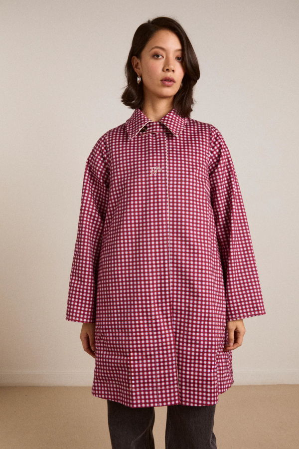DAMSON MADDER Mercedes Bow Reversible Trench - Gingham/Ecru