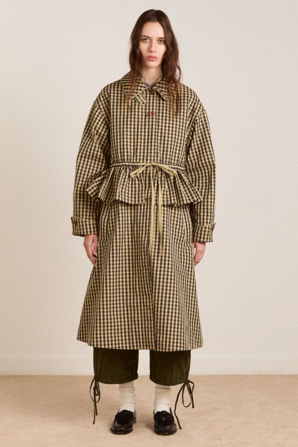 DAMSON MADDER Myrtle Trench Coat - Navy Gingham