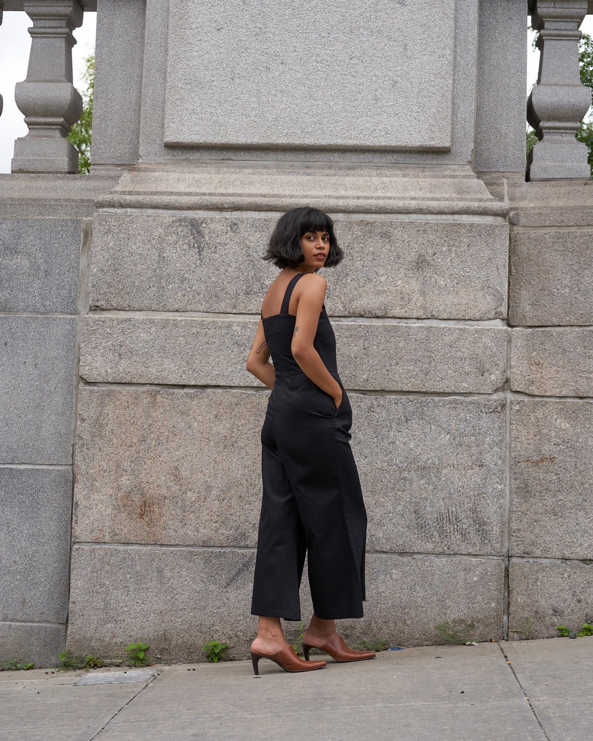 Wolcott : Takemoto Kate Cotton Jumpsuit - Black - Image 2 of 4