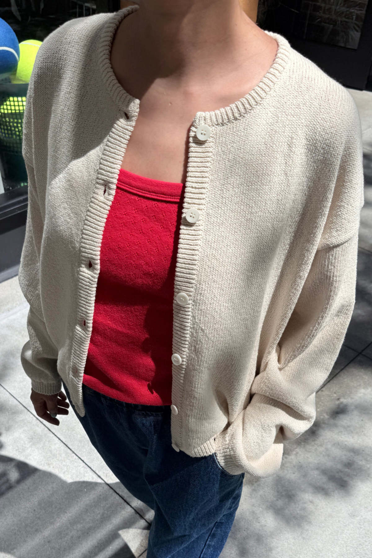 Le Bon Shoppe Leila Cotton Cardigan - Naturel - Image 5 of 5