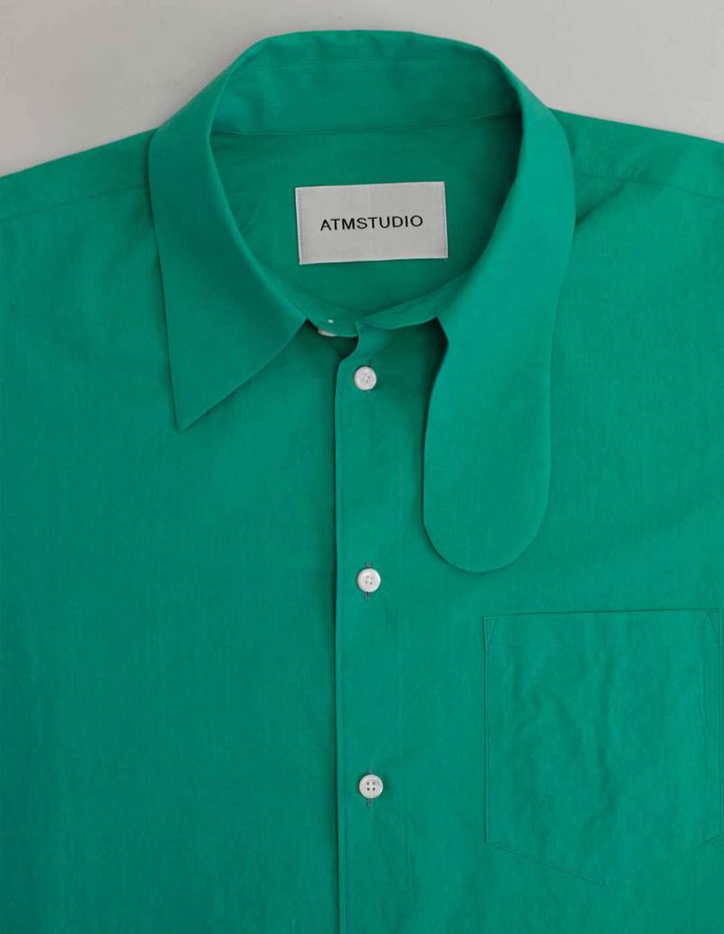 ATMStudio Asymmetrical Collar Shirt - Green | Garmentory