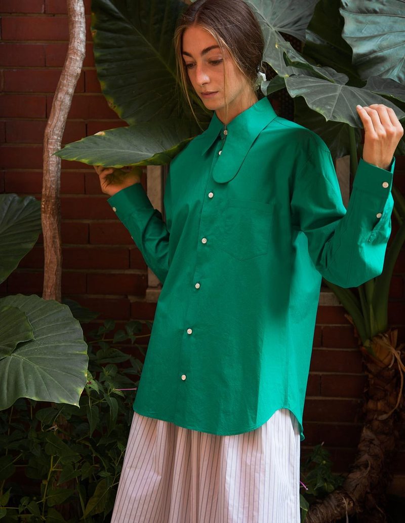ATMStudio Asymmetrical Collar Shirt - Green | Garmentory