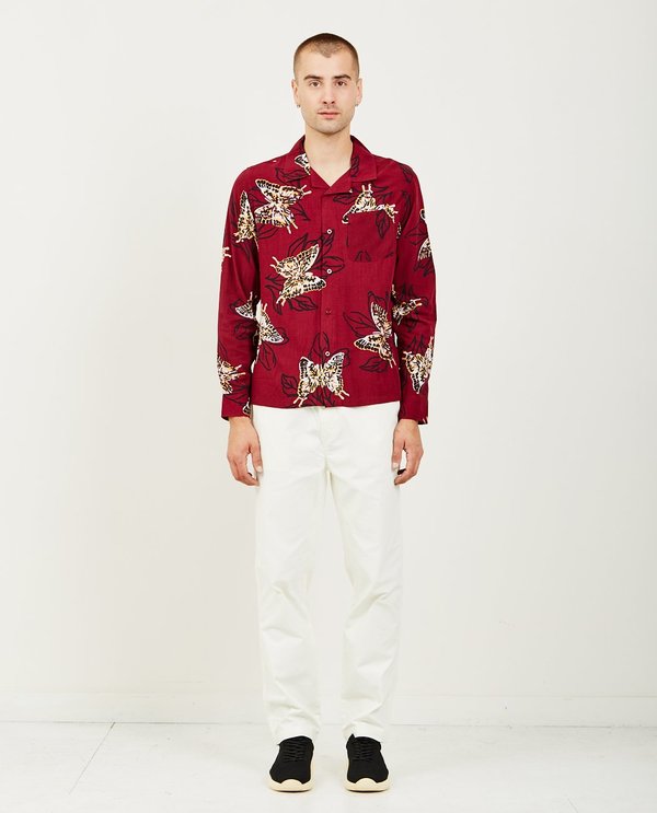 Stussy BUTTERFLY SHIRT - BURGUNDY 