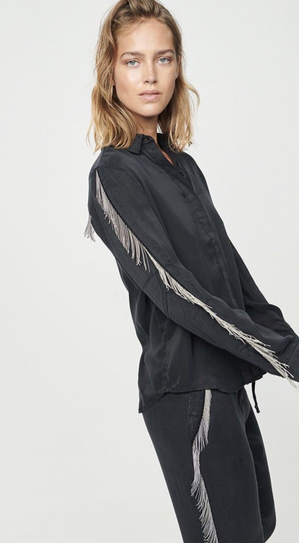 Zoe Karssen Fringe Detail Woven Shirt - Image 5 of 5